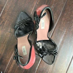 Prada flower, accent heels